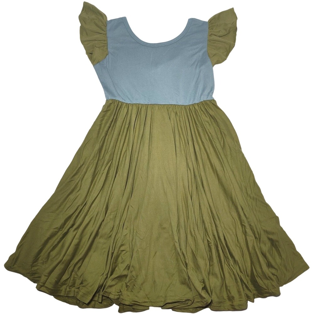 Dot Smile‎ Girls 8 10 Color Block Blue Green Empire Twirl Dress NWT